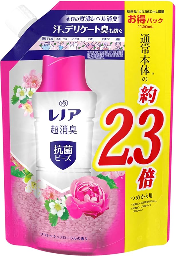 Amazon | レノア 煮沸レベル消臭 抗菌ビーズ リフレッシュフローラル